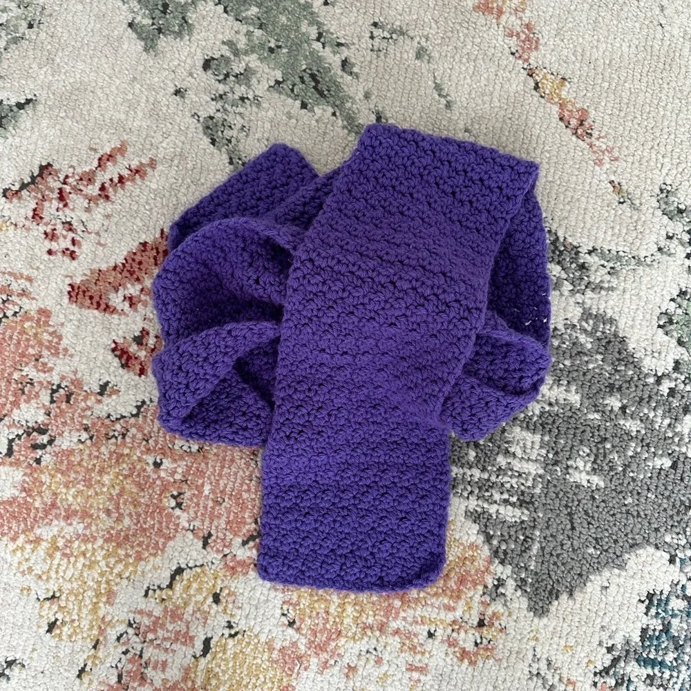 Hand Crafted Women’s Cozy Crochet Scarf Purple  Approx 80” Long